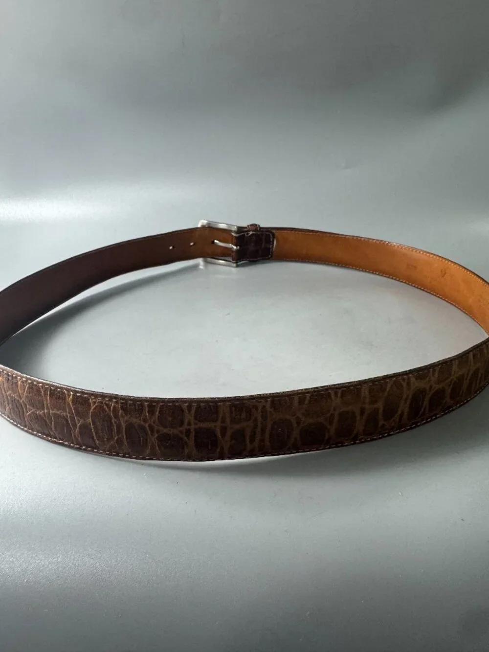 Authenitc Martin Dingman Crocodile Grain Italian Calfskin Men's Belt, Size 95/38